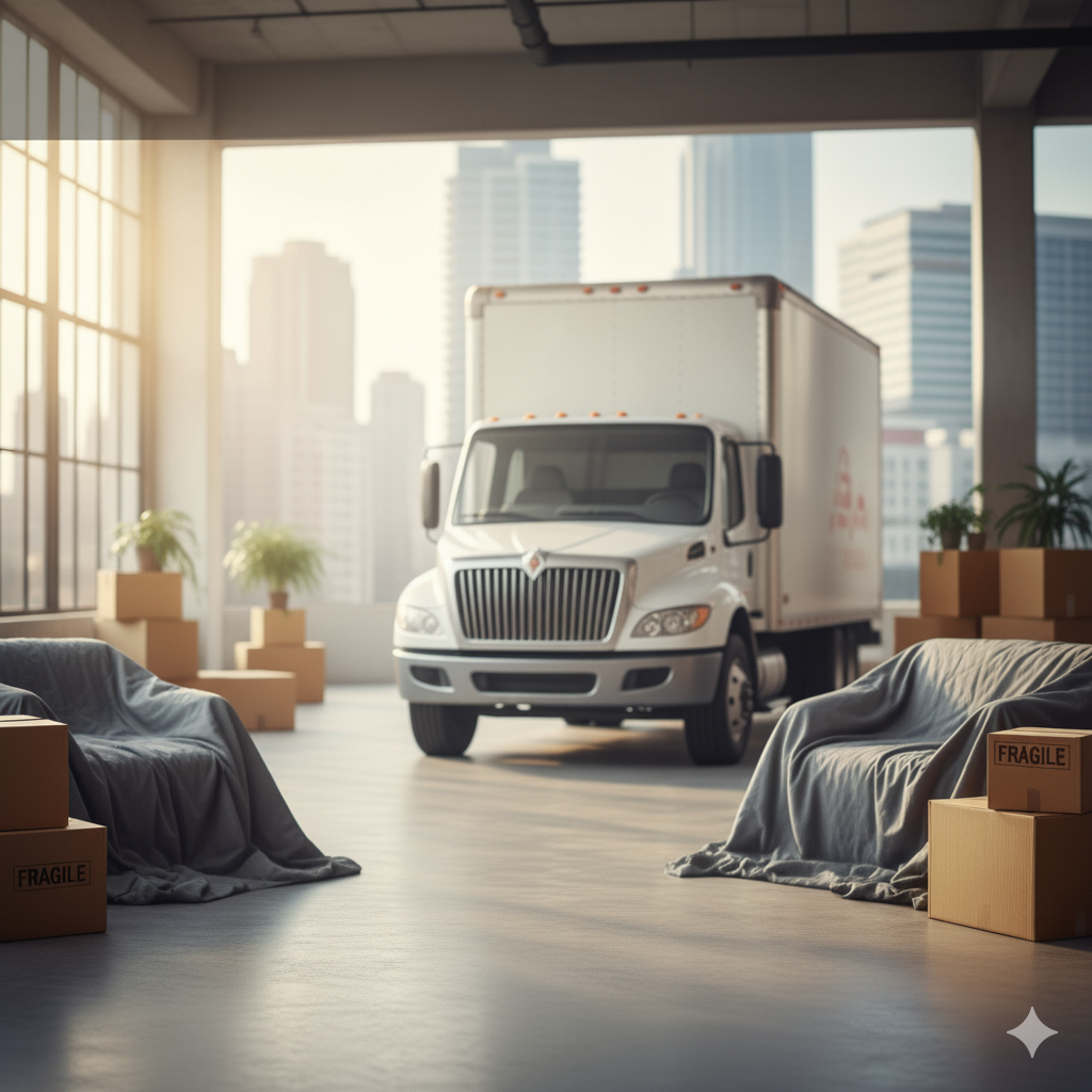 نقل عفش احترافي: فريق عمل يقوم بتغليف أثاث منزلي حساس بعناية فائقة باستخدام مواد حماية عالية الجودة 